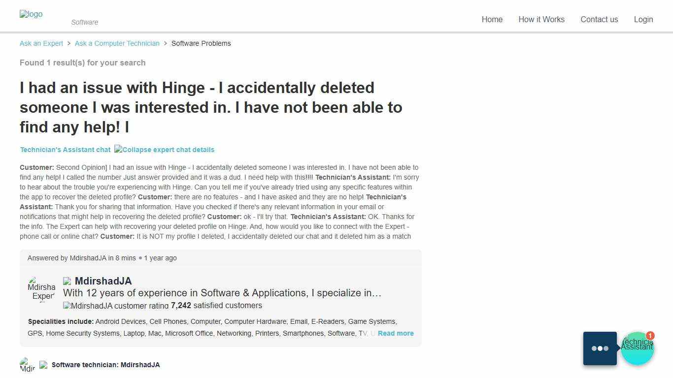 I had an issue with Hinge - I accidentally deleted someone I was interested in. I have not been able to find any help! I
